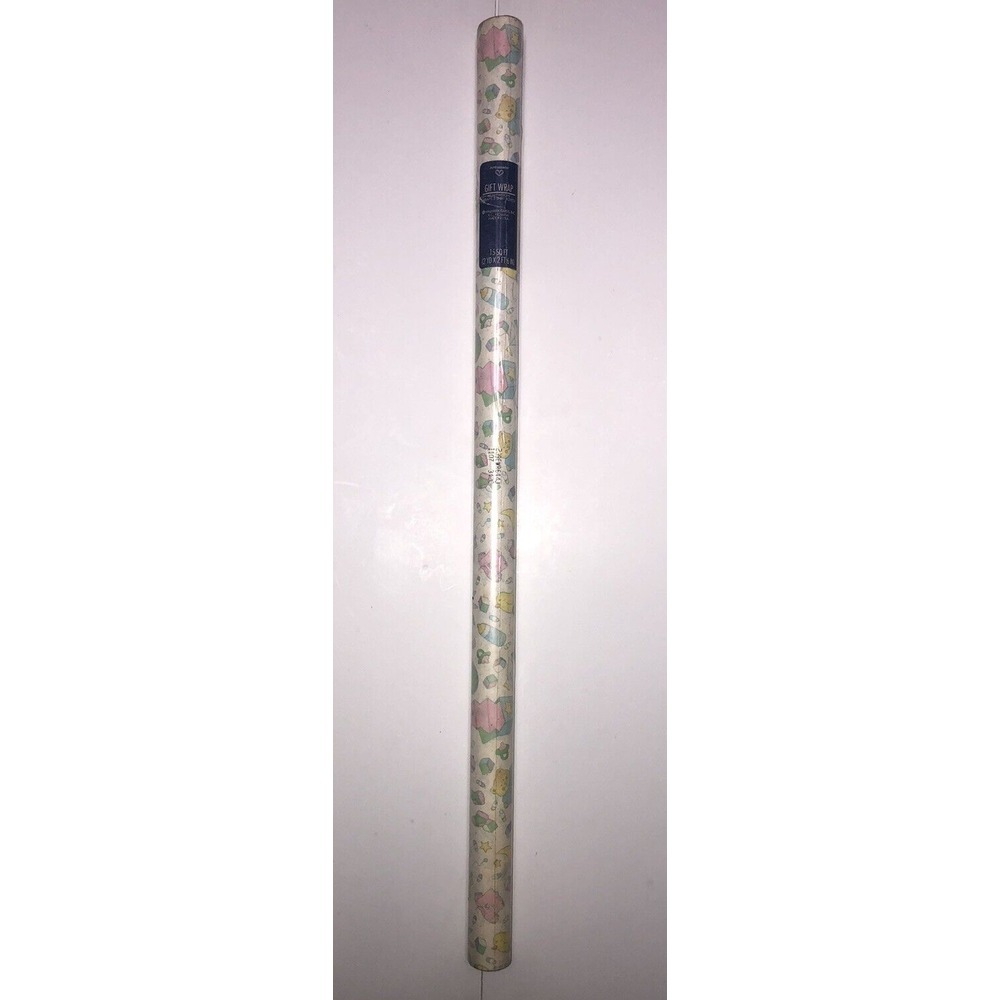 Vintage 1990 Hallmark Baby Shower Birthday Gift Wrapping Paper‎ Ambassador NEW